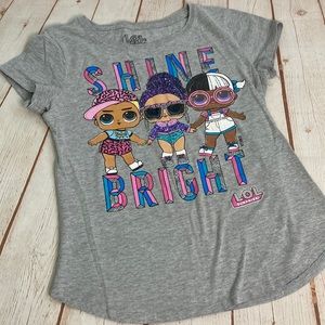 LOL Surprise Glittery Shine Bright Ash Gray Mesh Dolls T-Shirt